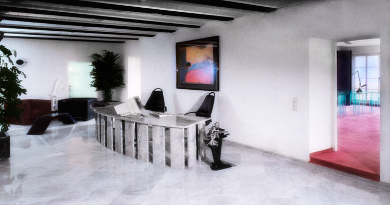 Empfangsbereich Büro in Lauf, Restaurierung einer alten Mühle